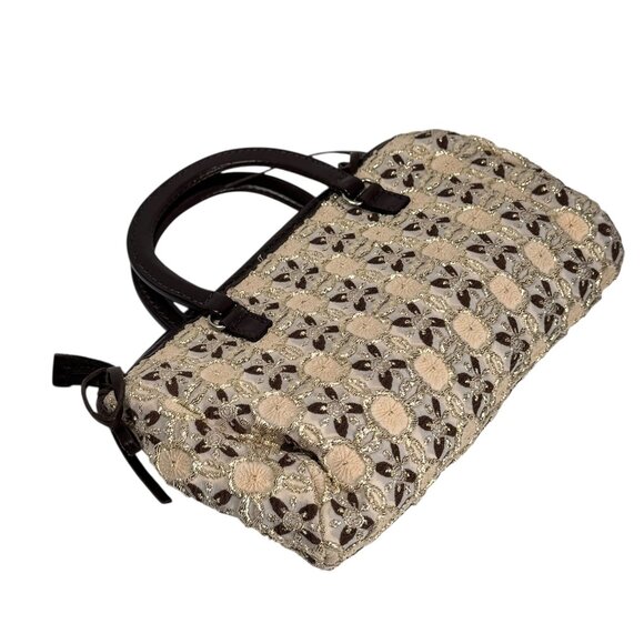 Vintage Prada Bow Cloquet Top Handle Bag Triangle Logo Metallic Evening Bag - Picture 7 of 15